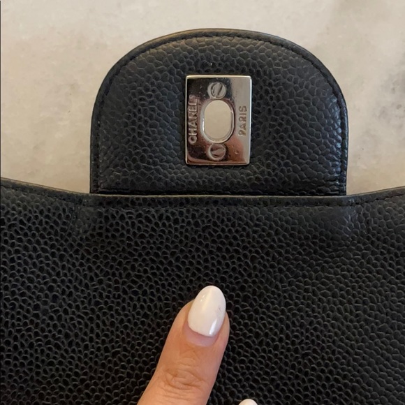 SOLD Chanel Single Flap Jumbo black caviar leather - Picture 8 of 16